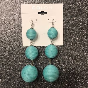 Dangle ball aqua earrings